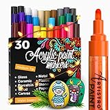 Acrylic Paint Markers Pens – 30 Acrylic Paint Pens Medium Tip (2mm) -...