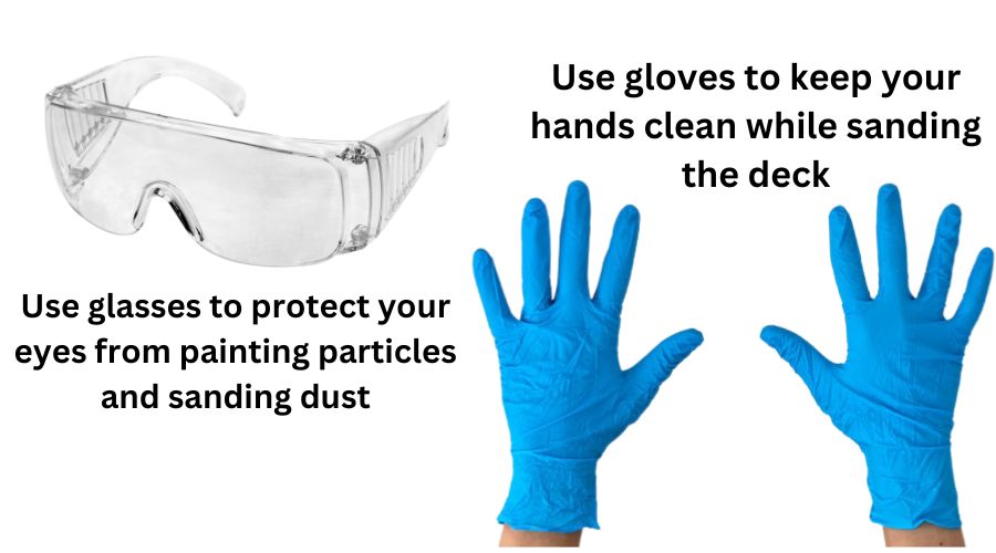 protect eyes and hands while sanding